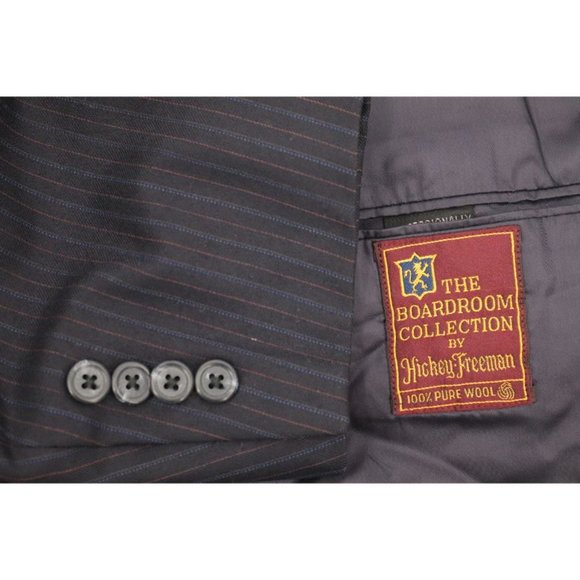 Hickey Freeman Sport Coat Navy Striped Men's 46-48 - Picture 1 of 15